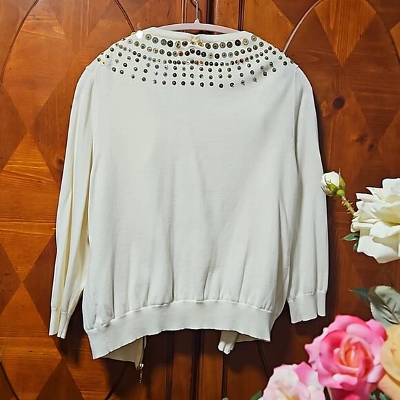 MICHAEL KORS Vintage 2 Piece Sweater Set Gold Zipper & Sequined Collars … - Picture 6 of 12